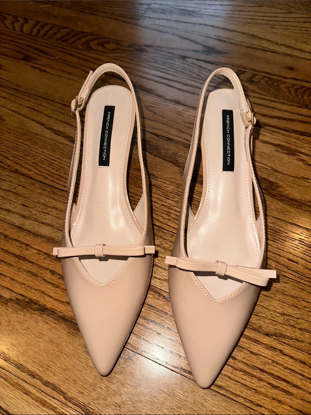 French Connection Blush Nude Pointed-Toe Slingback Flats